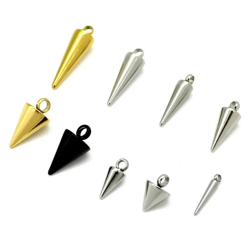 50PCS Aço Inoxidável Cone Encantos Pingentes Retro Bullet Spike Beads Encantos para Mulheres Homens Hoop Earring Fazendo Suprimentos