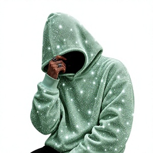 Men's 100% Cotton Digital Printing Glitter Print Hooded Sweatshirt Fleece Casual Streetwear <b>Hoodie</b> Regular Fit <b>Summer</b> - Product Image 1