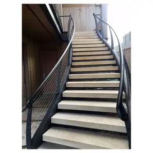 Escada de madeira para interior de escadas retas com piso de vidro para fornecedores da China