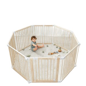 Corralito de Madera para Bebés, Plegable, de Madera Sólida, Barrera de Seguridad, Área de Juego Interior para Niños Pequeños - Product Image 5