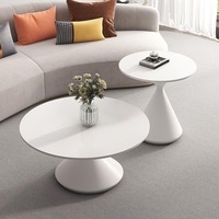 Ensemble de table basse et de thé en bois massif rond et en métal pour le salon, moderne et durable, art du fer, de luxe