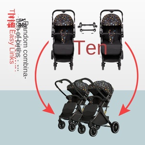 <span class=keywords><strong>Passeggino</strong></span> <span class=keywords><strong>Gemellare</strong></span> Leggero Pieghevole con Seduta Reclinabile, Ammortizzazione, Bidirezionale, per Neonati, in Metallo, 4 Ruote - Product Image 5