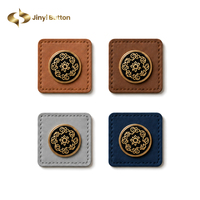 Étiquette en cuir personnalisée Jinyi, cousue carrée, pour vêtements hijab et abaya, accessoires de couture, avec logo métallique, fabrication OEM ODM