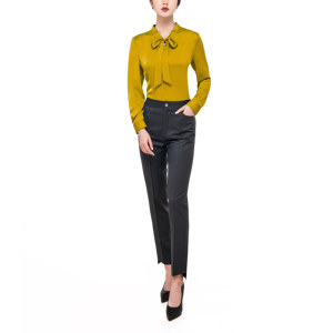 レディース 無地 長袖 フラップカラー カジュアルシャツ 秋冬 結婚式 フォーマル 綿100% チャエトドン・アウリペス ブラウス - Product Image 2