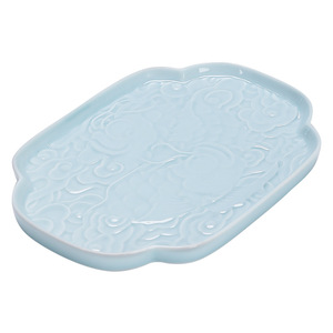 Plato de cerámica para frutas, forma irregular, estilo chino tradicional, bandeja de porcelana para servir postres y aperitivos, para fiestas de té, uso doméstico - Product Image 5