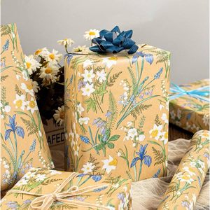 Papel de Regalo Floral Kraft MAYPLUSS, 17 Pulgadas x 16.5 Pies, Elegante Papel de Regalo con Diseño de Prado, Estilo Boho, Flores de Acuarela - Product Image 2