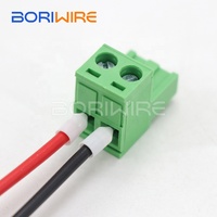 Kabel Harness Terminal 2 Pin KF2EDGK 5.08mm Kustom, Blok Terminal Sekrup Hijau 30CM ke Kabel Konektor Putih Perakitan Pabrik