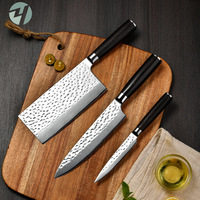 Couteau de Chef en Acier Damas Forgé et Martelé, Lame de 19,5 pouces à Tranchant Affûté, pour Trancher Légumes et Couper Viande, Manche en Bois, Chine