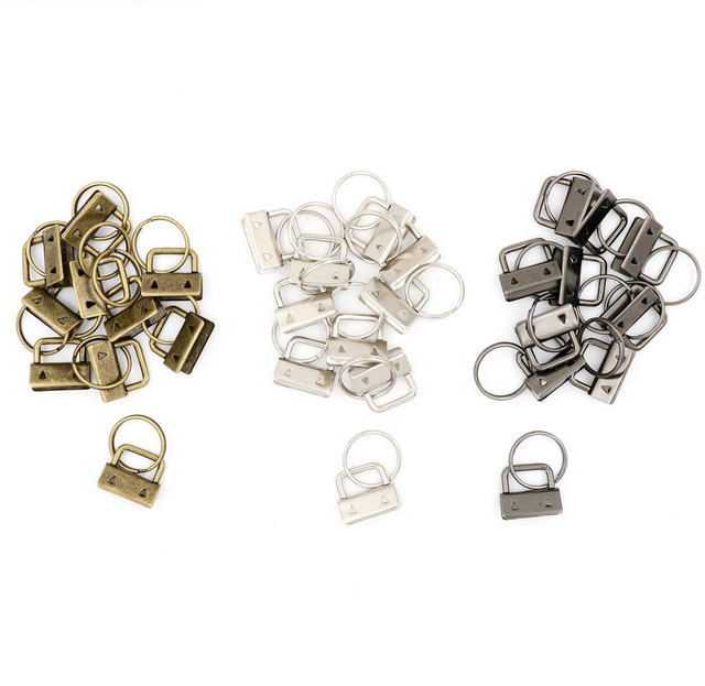 Key Fob Hardware Rainbow Color Vacuum Plating Keychain Split Ring for Wrist Wristlets Cotton Tail Clip Webbing