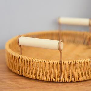 Корзина для хлеба в стиле джапанди из ротанга с двумя ручками, плетеная вручную, подставка для булочек, поднос для фруктов, для гостиной/домашнего использования, для хранения - Product Image 6
