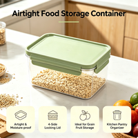 Boîte de conservation alimentaire en plastique avec couvercle à fermeture à 4 côtés, pot de rangement pour réfrigérateur, idéal pour les céréales, les fruits, l'organisation de la cuisine et du garde-manger