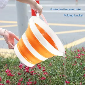 Seau pliable multifonctionnel en silicone et plastique de 3L, 5L, 10L pour le camping, la pêche, le lavage de voiture en plein air - Product Image 3
