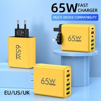 Pengisi Daya USB C 65W Pengisian Cepat untuk XIaomi 14 Ultra Samsung Galaxy S22 S23 iPhone 13 14 Pengisi Daya USB Port Ganda Pengisian Cepat QC3.0