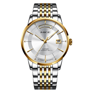 Reloj Mecánico Automático para Hombre MIGE, Correa de Acero Inoxidable, Esfera Azul, Cristal de Zafiro, Visualización de Fecha, Estilo Elegante, Caja Redonda de 40 mm - Product Image 2