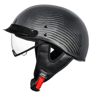 Casque en fibre de carbone 3K de style vintage - Visière solaire intégrée rabattable et déverrouillage rapide, garantie de 12 mois - Product Image 2