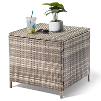 Boîte de rangement multifonctionnelle pour terrasse, table basse latérale en rotin pour patio, balcon et jardin.