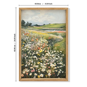 Impresiones en Lienzo Enmarcadas, Arte Decorativo Vintage, Pintura Clásica de Campo de Flores Silvestres, Paisaje Rústico, Arte de Pared Grande - Product Image 2