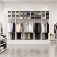 Système de dressing mural complet blanc personnalisé, montage facile, grille supérieure en cubes, double tringle de suspension, tiroirs inférieurs - Marque KED, usage commercial