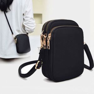 Bolso bandolera negro de un solo hombro, mini bolso para teléfono, bolso cruzado de tela Oxford para mujer - Product Image 2