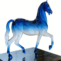 Sculpture d'animal cheval en résine transparente HD, populaire, réaliste, avec os apparents, mouvements élégants, dégradé, squelette artistique, haute qualité