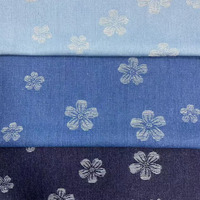 Tissu en denim brut jacquard lavé à motifs floraux, tissé, teint uni, pour pantalons, jeans, vestes, combinaisons, sacs, chaussures, chapeaux