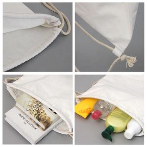 Huahao mochila nueva plegable personalizado duradero beige niños pequeño almacenamiento muselina algodón cordón mochila bolsa - Product Image 2