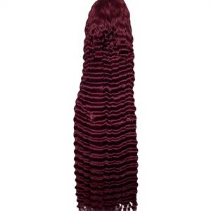 Perruque bouclée sans colle en cheveux humains vierges, ondulations profondes, densité 200%, couleur bordeaux 99J, 13x4, pour femme - Product Image 1