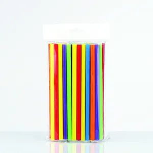 Custom Slanted Plastic Milk Bubble Tea Milkshake Smoothie Drinking Straws Jumbo Plastic Straws Individually Wrapped Logo Printed