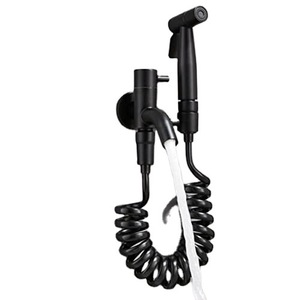 Pistola de ducha para inodoro Bingtao, bidé portátil con boquilla presurizada, pistola de agua de acero inoxidable negro para baño - Product Image 4