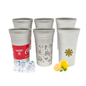 Gobelets de fête jetables en aluminium écologiques avec logo personnalisé, 400 ml, à paroi simple, réutilisables pour la bière et le café - Product Image 3