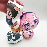 Porte-clés personnalisable en peluche courte, mignon, style anime, avec rembourrage Manjuu, pas cher