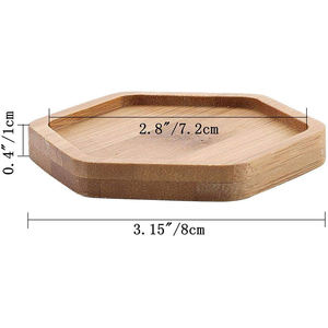Maceta hexagonal <span class=keywords><strong>de</strong></span> bambú al por mayor, posavasos tallado para bebidas y maceta para flores, suculento platillo, soporte para maceta - Product Image 2