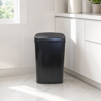 Poubelle rectangulaire 30L en acier galvanisé à capteur, avec couvercle, alimentée par piles, pour la maison et la cuisine – Meilleure vente