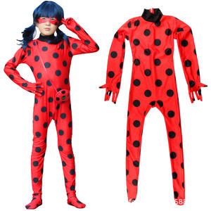 Costume de scène d'Halloween pour fille, motif chat noir et coccinelle, pour enfants, déguisement de coccinelle, ensemble moulant deux pièces - Product Image 4