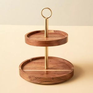 Foldable Wooden 2-Piece Round Eco-Friendly Tall Server <b>Cake</b> <b>Stand</b> for Wedding Decor and Party Events - Product Image 6