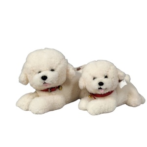 Usine en gros en peluche mignon <span class=keywords><strong>petit</strong></span> chien blanc couché peluche poupée PP coton remplissage soulagement du Stress cadeau pour enfants OPP sac - Product Image 1