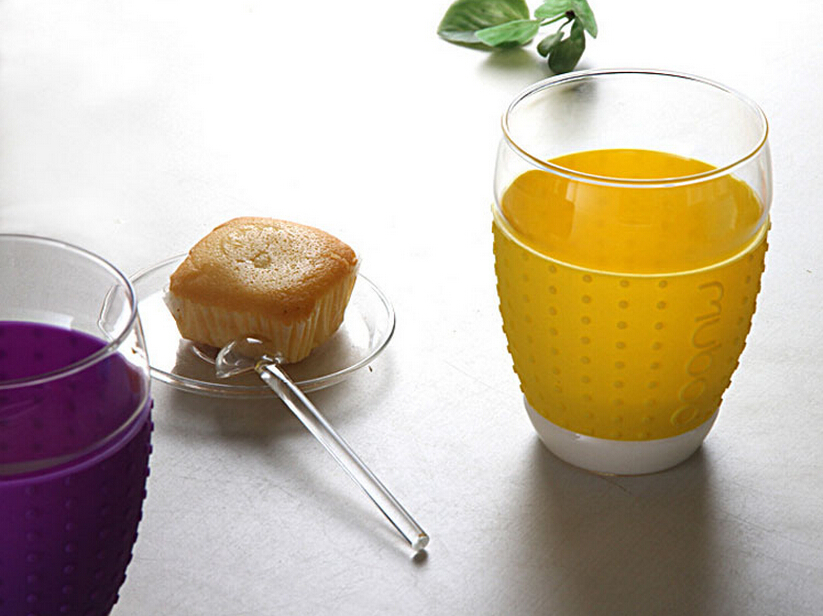Double Wall Glass Tumbler Insulated Tea Coffee Mug & Lid, Hand Blown Glass 450ml/600ml