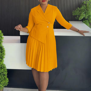 D597 <span class=keywords><strong>Camicia</strong></span> Elegante con Colletto a <span class=keywords><strong>Blazer</strong></span> per Donna, Taglie Forti, Stile Europeo e Americano, Plissettata, Tinta Unita, per l'Esportazione - Product Image 2