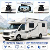 Sistema de Cámara de Reversa Inalámbrica AHD de 7 Pulgadas con 2 Cámaras para RV, Camión o Remolque |   Batería de 9600 mAh |   Resistente al Agua IP68 |   WiFi de 120M, 1 Año de Garantía