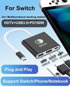 TUTI للبيع بالجملة محور <span class=keywords><strong>USB</strong></span> <span class=keywords><strong>3</strong></span> في 1 لمفتاح NS 2 4k60hz <span class=keywords><strong>USB</strong></span> HD محطة إرساء لـ NS Switch 2 - Product Image 6