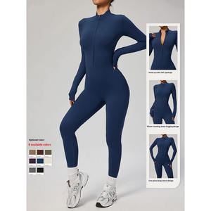 Nouveau style européen et américain, automne-hiver, velours fin, fermeture éclair, respirant, sans couture, bretelles spaghetti, manches longues, yoga, sport - Product Image 3