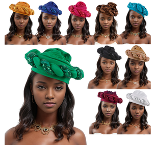 Ecowalson African Nigeria Wedding Heavy Glitter Twist Decoración Cap <span class=keywords><strong>Zara</strong></span> Style Party Hat para mujer - Product Image 3