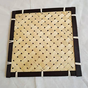 Tapete Negro estilo japonés vajilla Rectangular Vintage tejido grueso restaurante Bamb aislamiento térmico posavasos promocional - Product Image 3