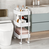 Chariot de rangement roulant à 3 niveaux avec roues, chariot utilitaire mobile peu encombrant pour la cuisine, la salle de bain, la chambre à coucher, organisateur
