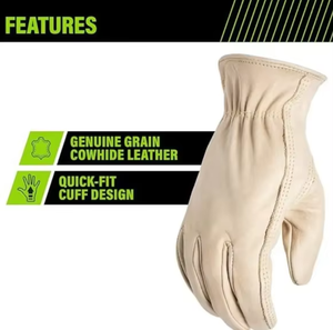 Guantes de Soldadura de Cuero Blanco, Guantes de Seguridad de Dedo Completo, Guantes de Trabajo de Piel de Cabra Suave para Soldadura, Reparación y Jardinería - Product Image 4