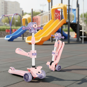 Nuevo Scooter Plegable de 3 Ruedas para Niños, Diseño Moderno de Plástico con Luces LED y Máquina de Burbujas, Diseño de Una Sola Rueda para Niños de 2 a 6 Años, con Certificación CE - Product Image 2