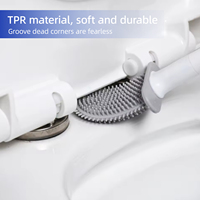 Ensemble de brosses de toilette en silicone, à fixer au mur ou à poser au sol, double usage, brosse de nettoyage pour toilettes
