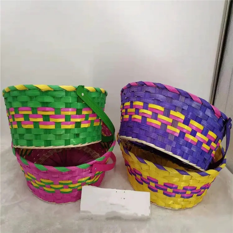 cheap price round vibrant pastel colored bamboo easter felt basket