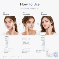 Kit hydratant 3 étapes à la sève de bouleau pour soins de la peau, marque privée, avec chouchou et coffret cadeau personnalisé