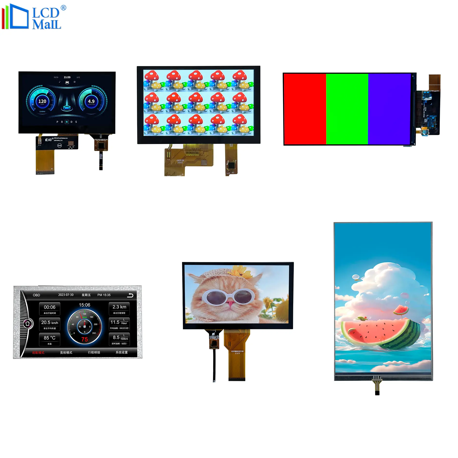 Centro commerciale LCD Full size 0.96 "1.46" "4.3" "7.0" "10.1" 15.6 "OEM LVDS interface tft lcd touch screen modulo di visualizzazione